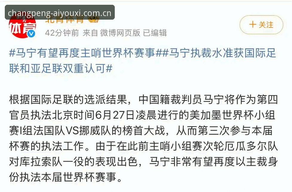 2026爱游戏电竞数据接口 裁判的自我修养VS球迷的热情期待——马宁执裁世界杯的内在逻辑